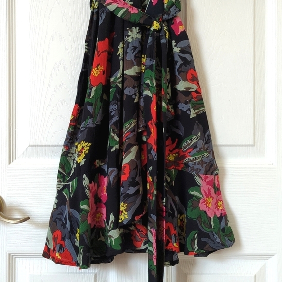 Design Lab Lord & Taylor Floral Flutter Sleeve V-neck A-line Mini Wrap Dress XS - Picture 10 of 14